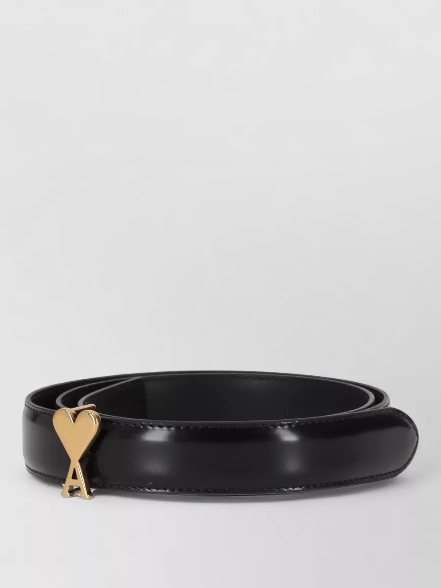 Ami Paris Belt Heart Buckle Adjustable Glossy Finish