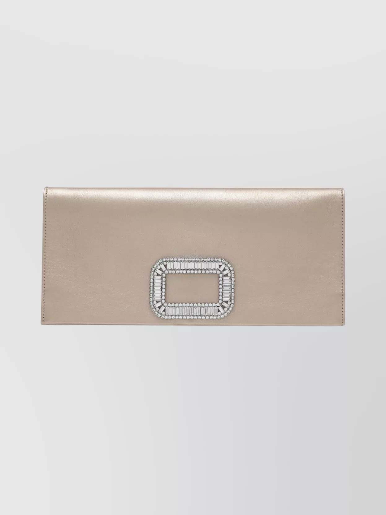 Roger Vivier Mini Satin Clutch Metallic Embellished Detail In Neutral