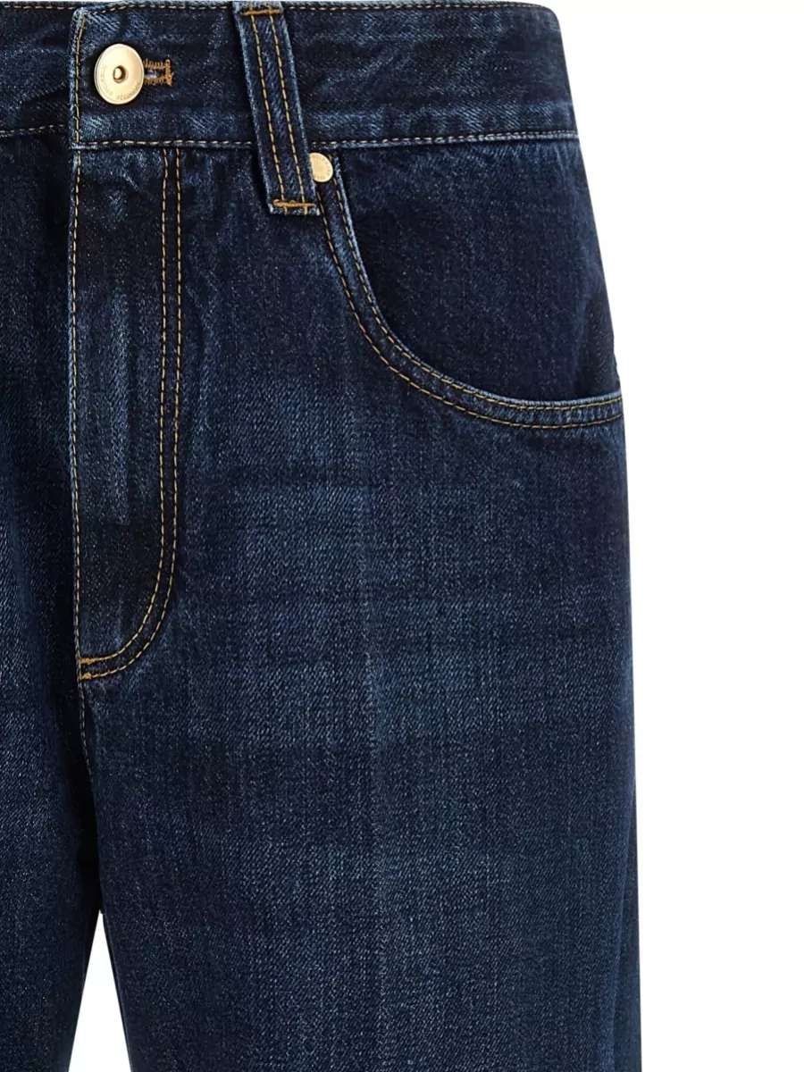 Brunello Cucinelli Denim Cropped Wide-Leg Jeans