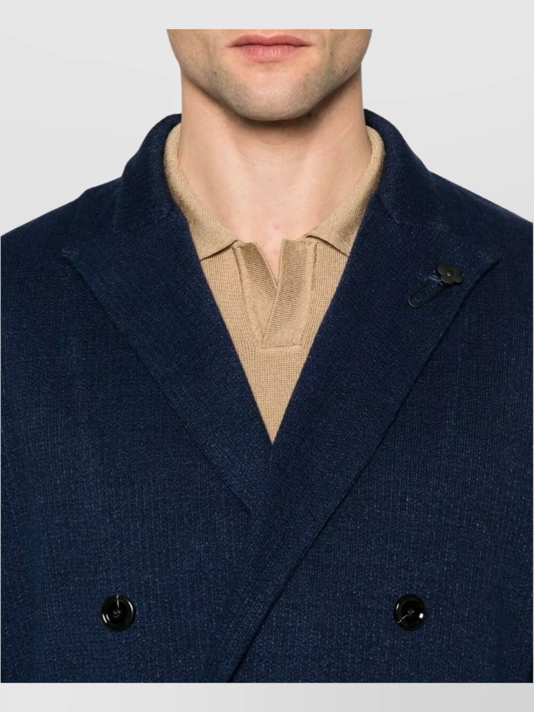 Lardini Linen Double-Breasted Jacket Rear Vents