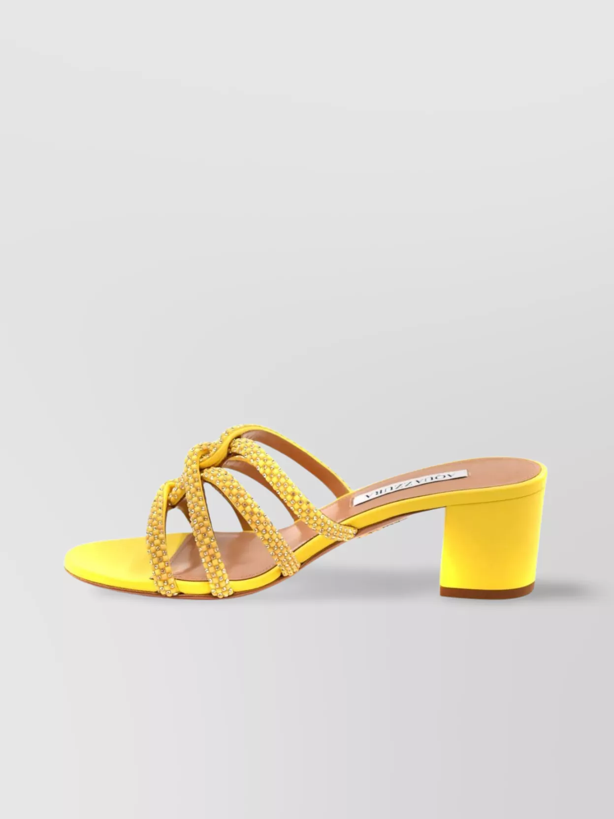 Aquazzura Heeled Sandals With Embellished Straps And Open Toe In Yellow