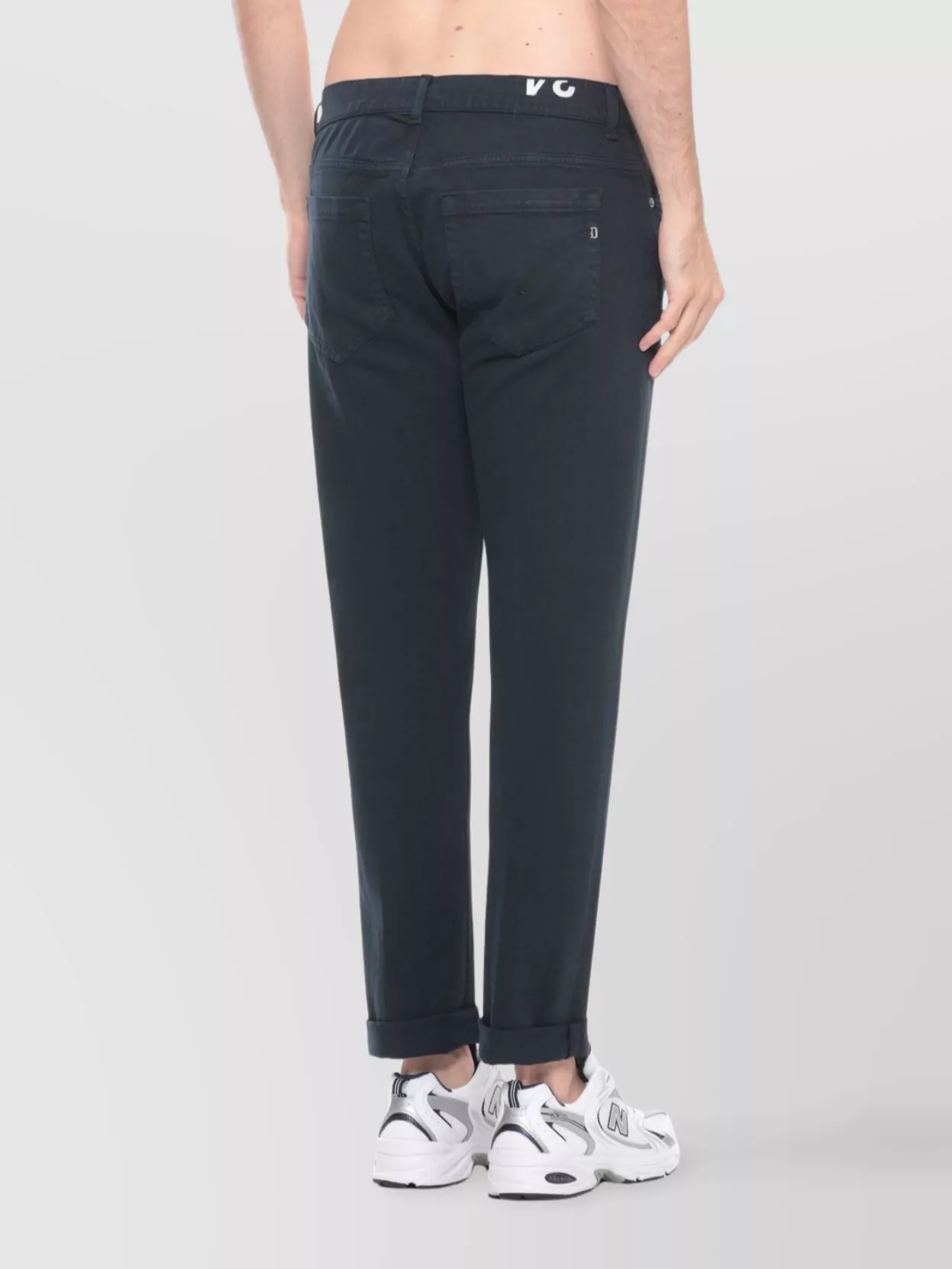 Dondup Straight Cut Denim Trousers With Rolled Cuffs