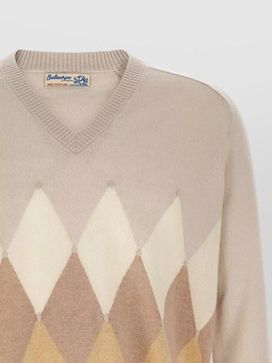 Ballantyne Cashmere V-Neck Diamond Sweater