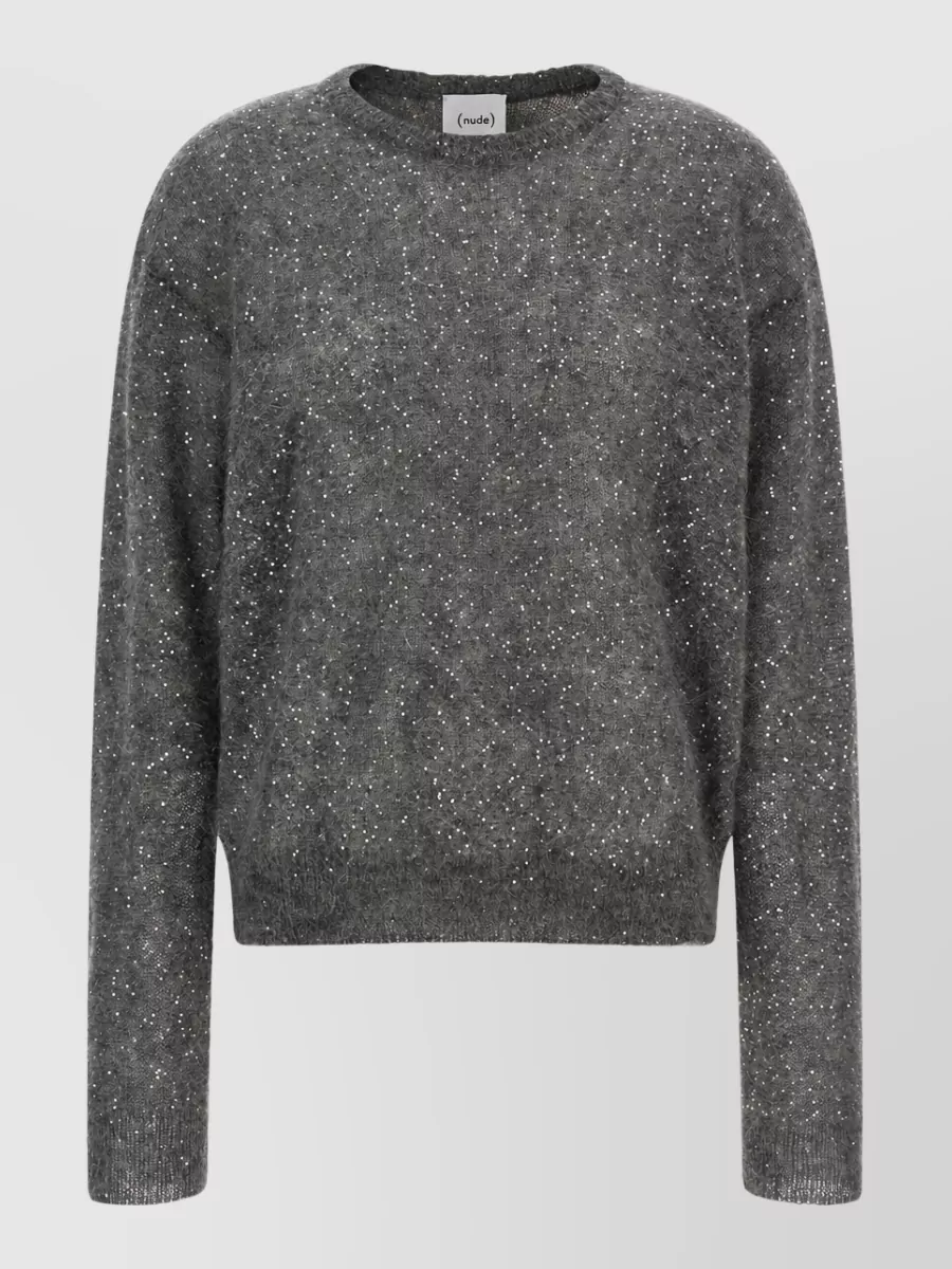 Nude sequin mohair-blend sweater