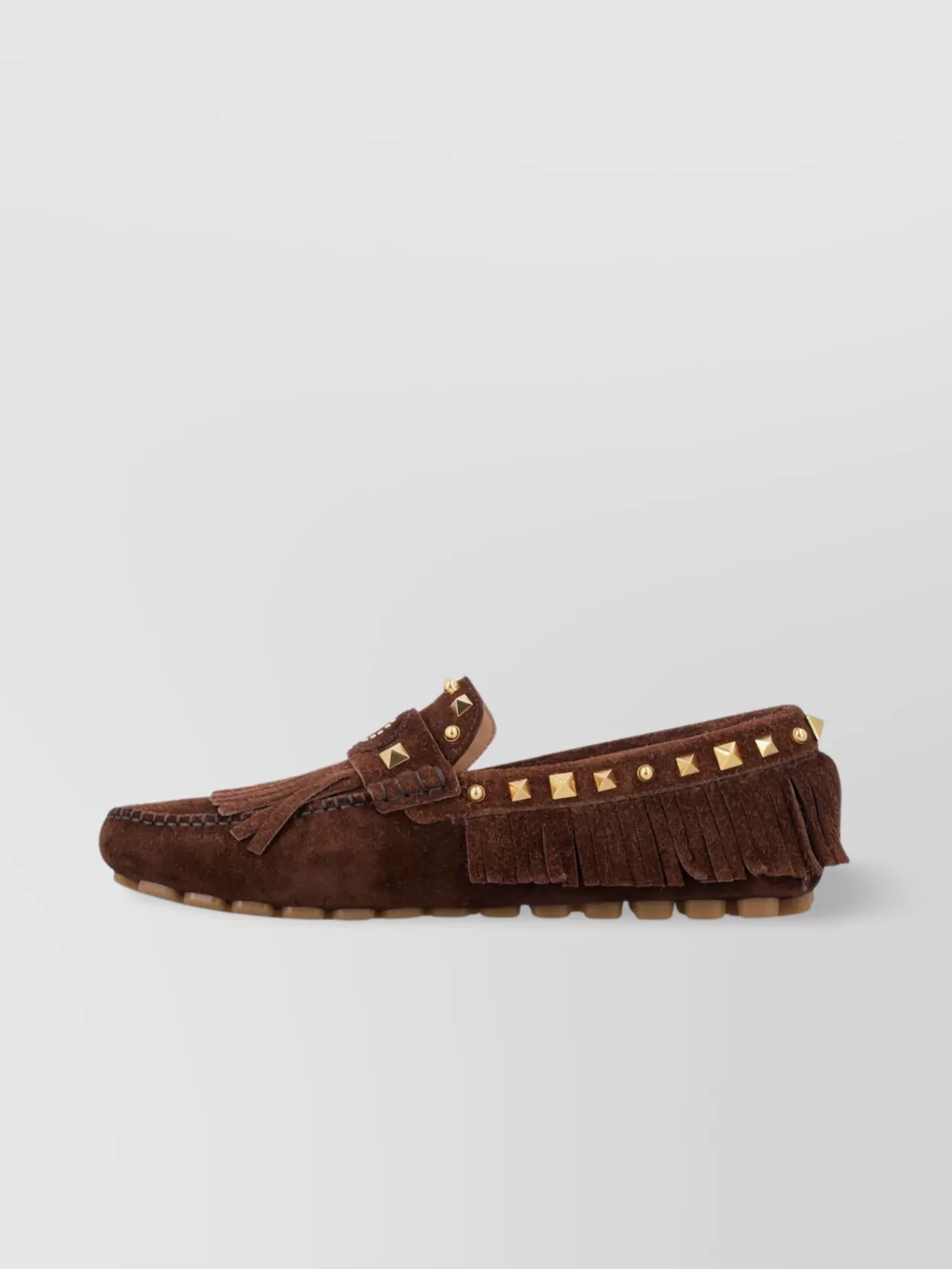 Valentino Garavani Driver Fastaway Loafer With Fringes And Decorative Studs