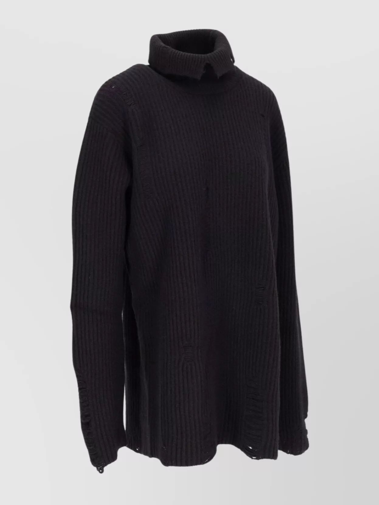 Ann Demeulemeester Oversize Jumper With High Neck And Distressed Detailing