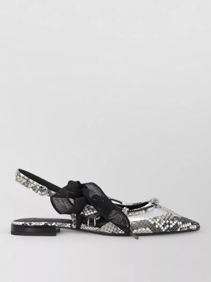 Pinko Leather Python-Print Flat Ballerina Shoes