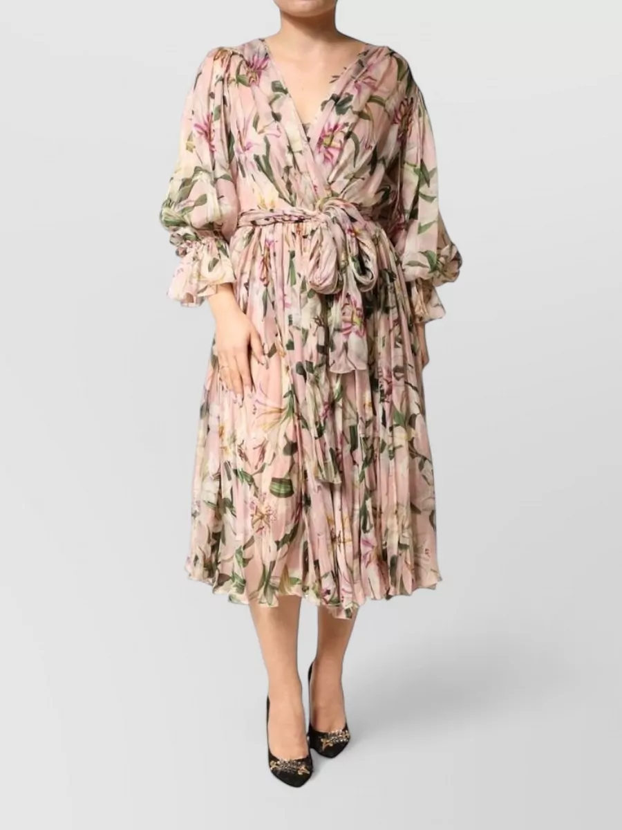 Dolce&Gabbana silk floral print pleated maxi dress