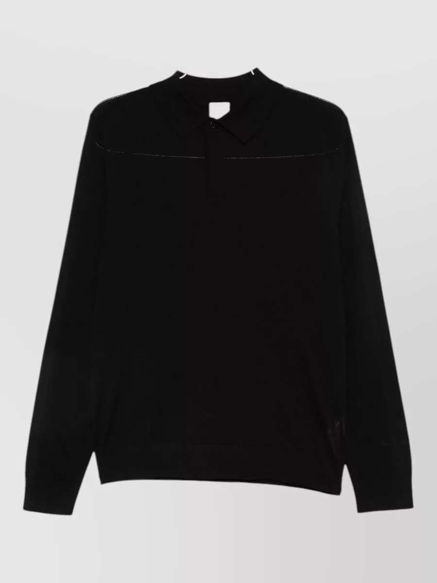 Paul Smith merino wool slub-knit long-sleeve polo shirt