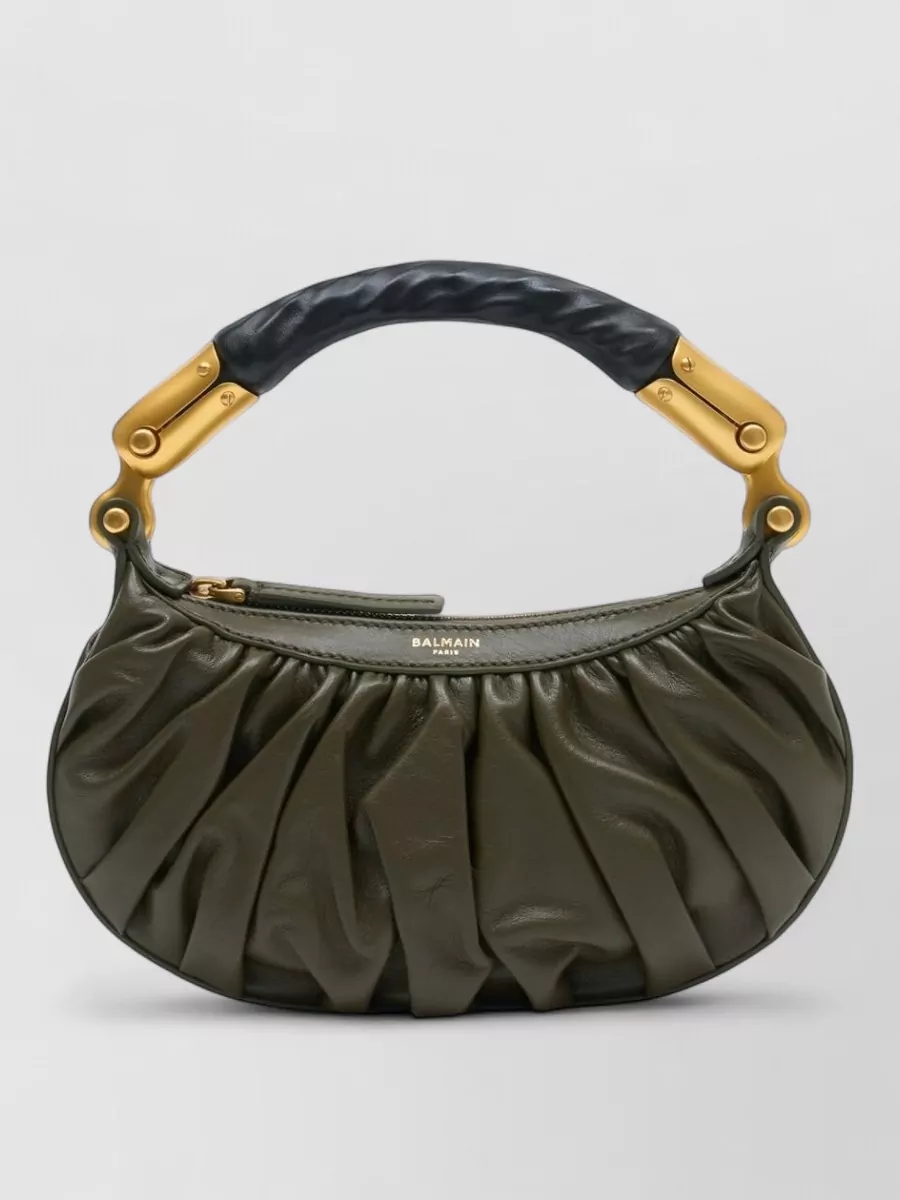Balmain ebene mini leather clutch bag