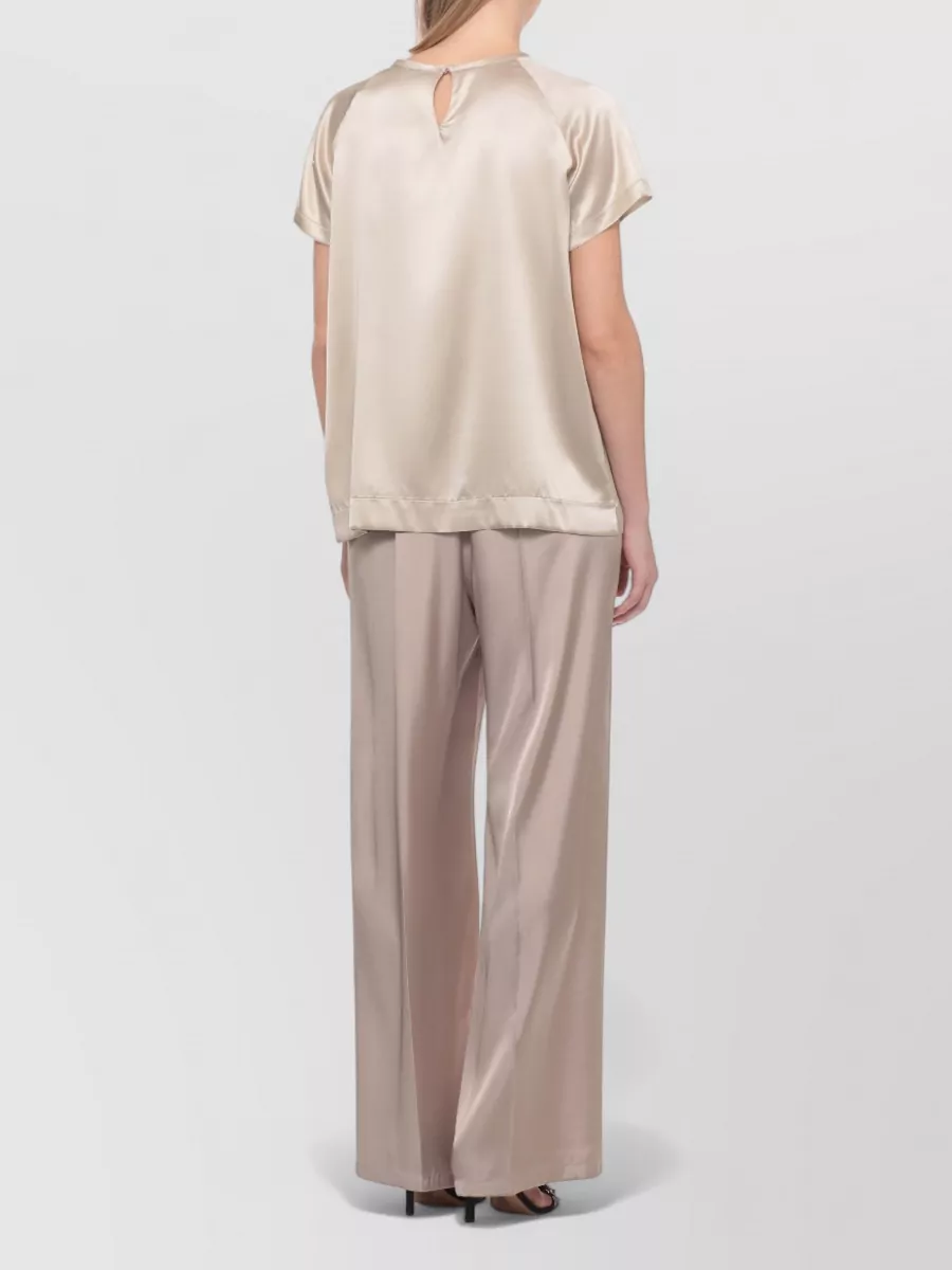 Panicale Silk Short-Sleeve Blouse