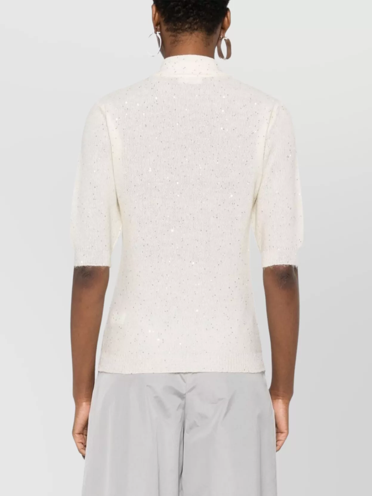 Shop Fabiana Filippi Wool Polo Shirt Sequin Embellishments