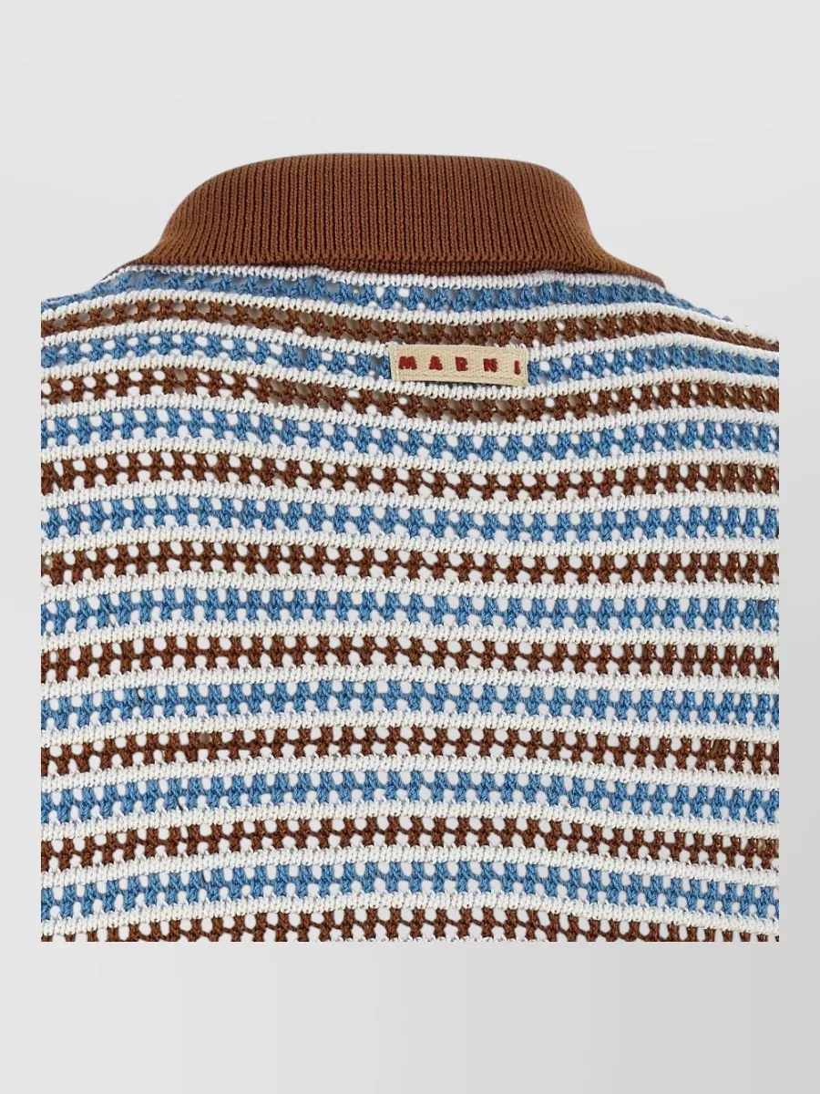 Marni Striped Crochet Cotton Cardigan