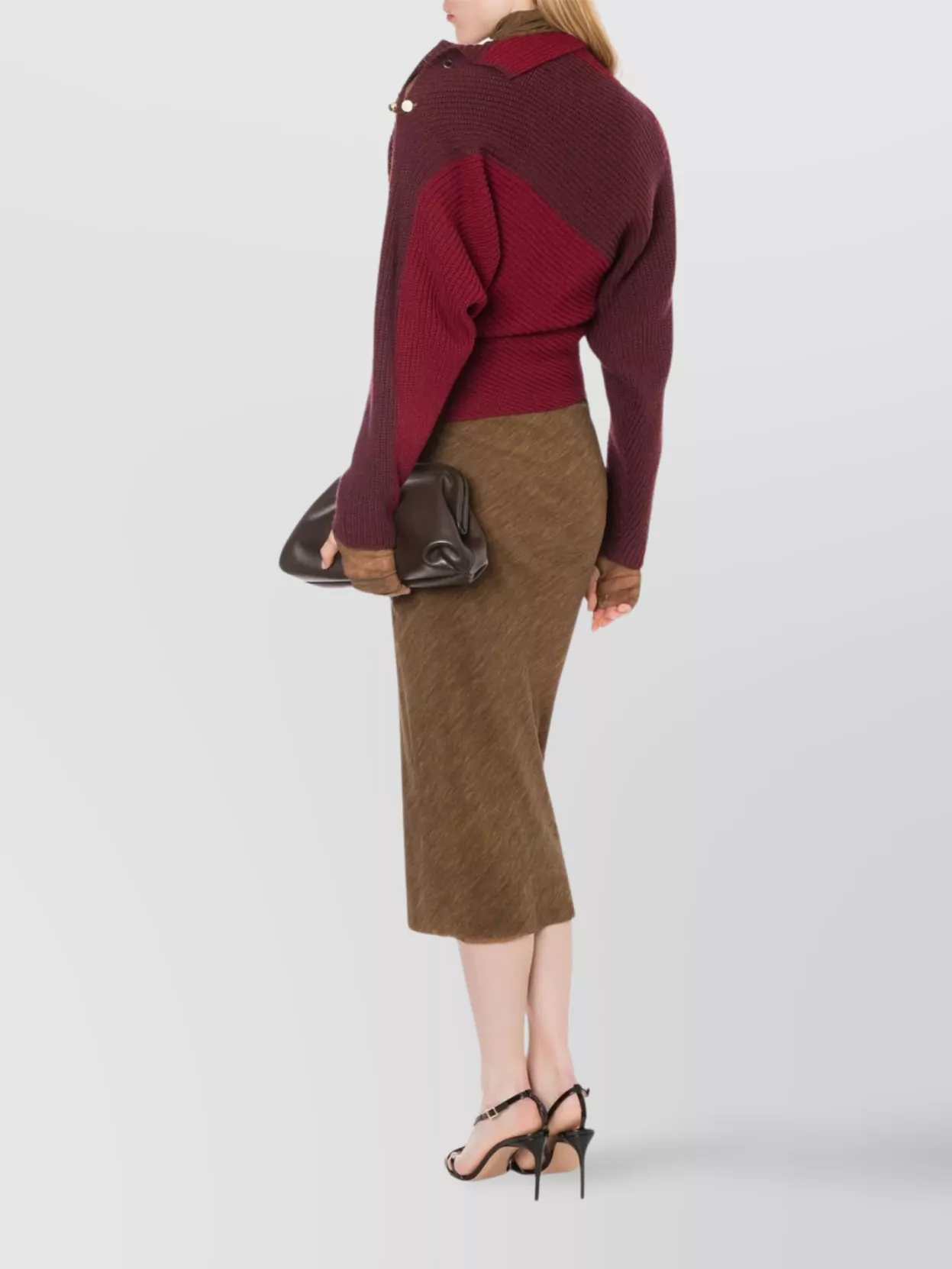 Philosophy Di Lorenzo Serafini Printed Stretch Tulle Pencil Skirt In Brown
