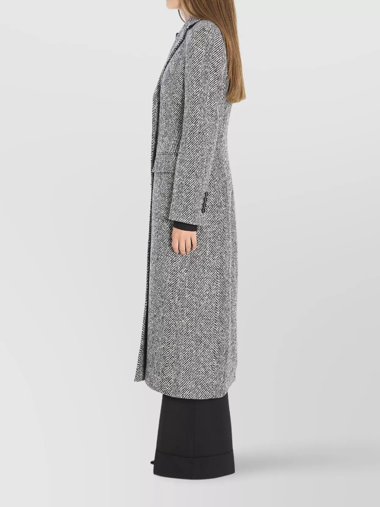 Dolce & Gabbana Chevron Pattern Single-breasted Wool Coat In Gray