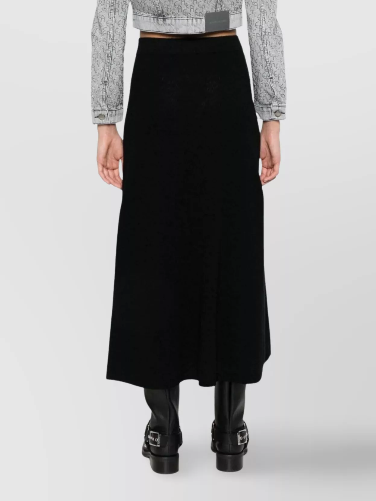 Emporio Armani Wool Blend A-Line Midi Skirt