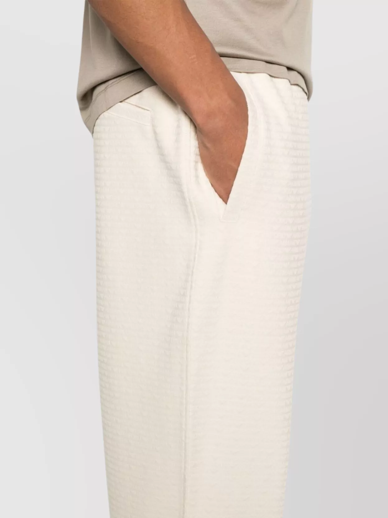 Emporio Armani Logo Print Textured Fabric Sweatpants