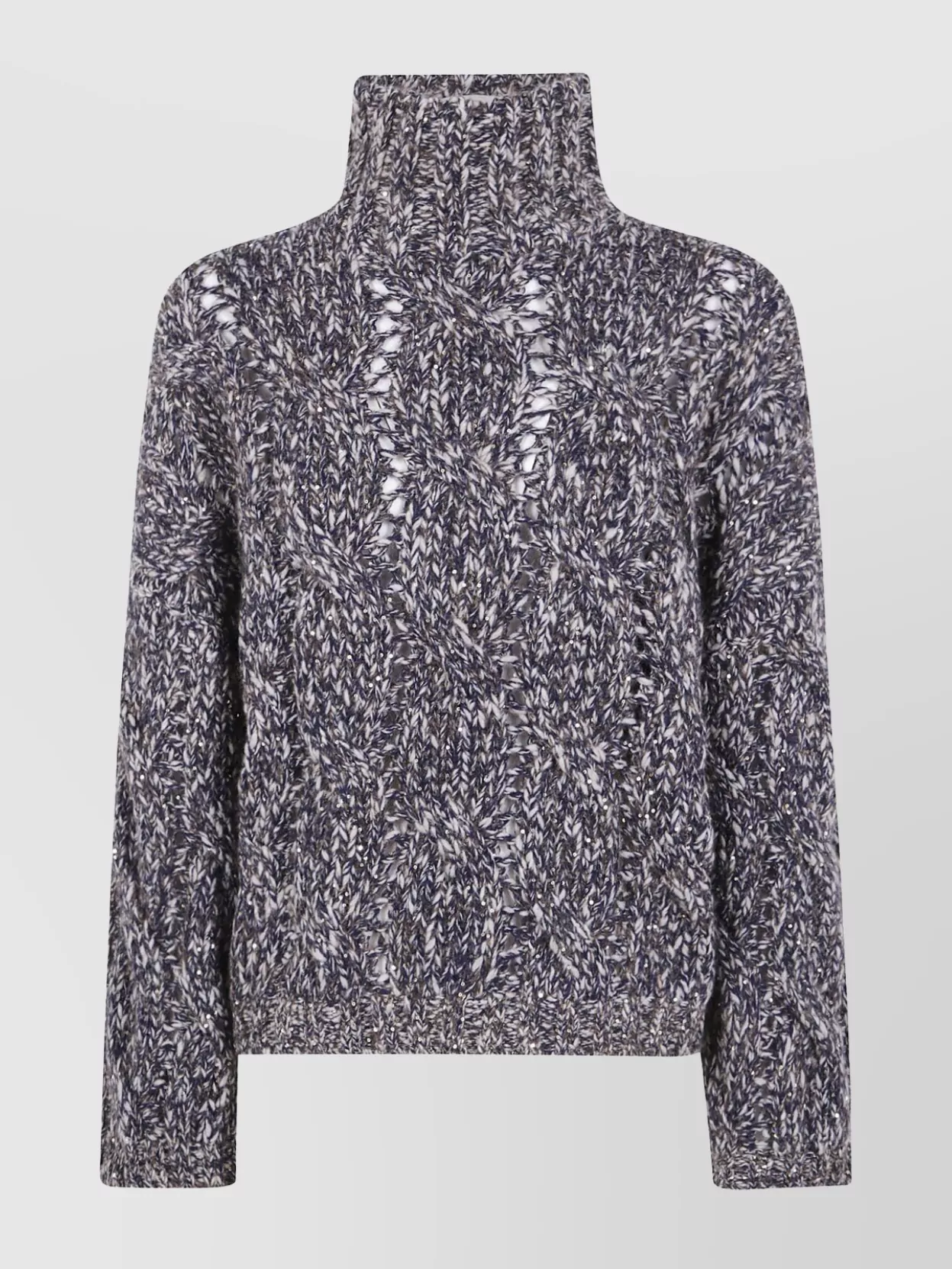 Brunello Cucinelli High Neck Textured Knit Sweater In Multi
