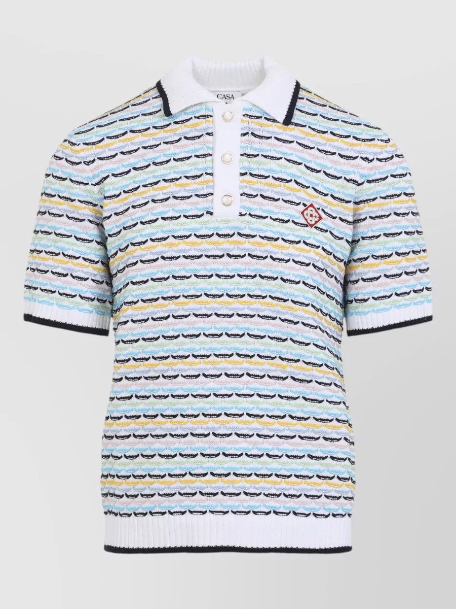 Casablanca cotton textured knit short-sleeve polo shirt