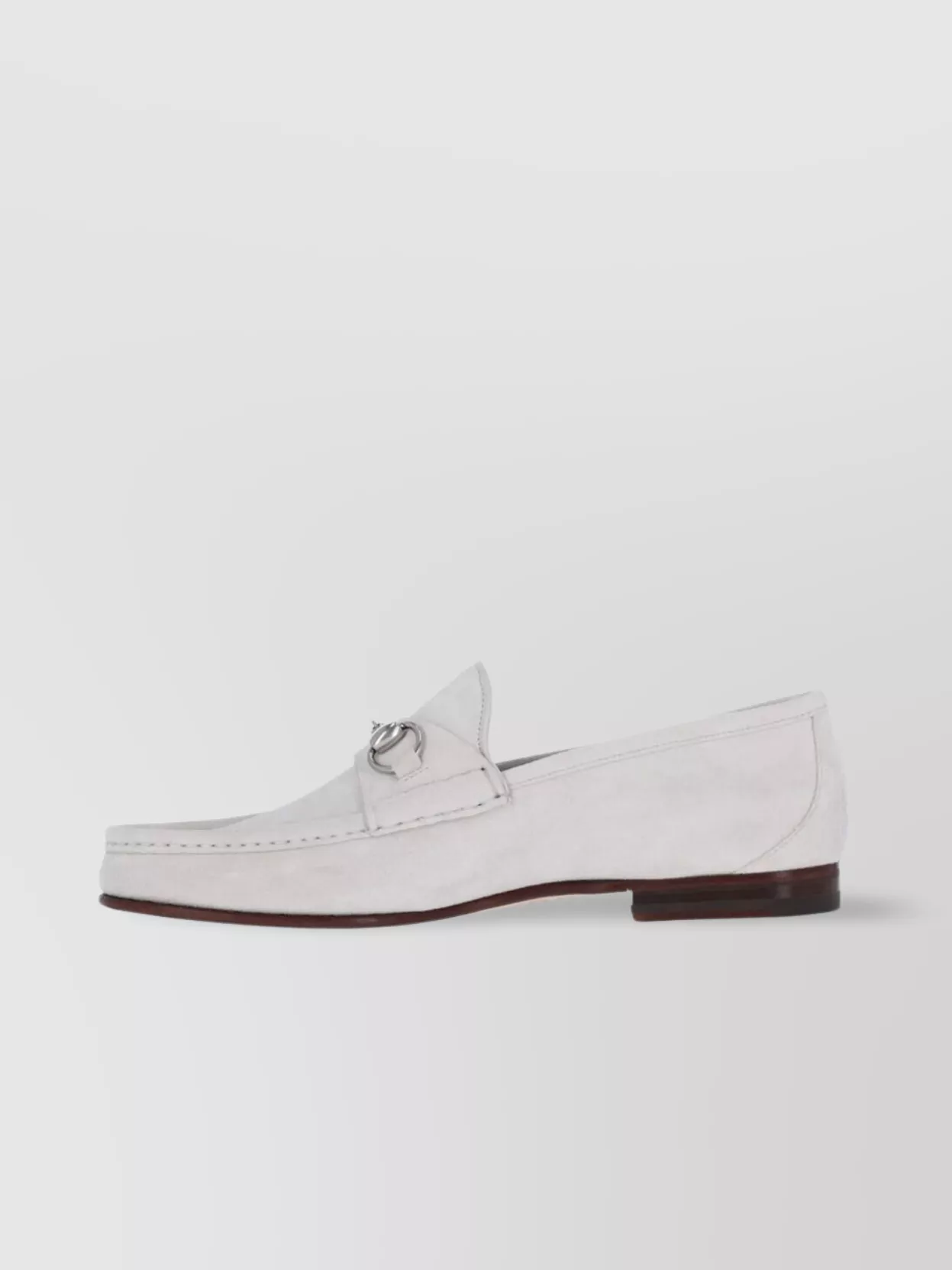Gucci Round Toe Suede Finish Metal Hardware Loafers