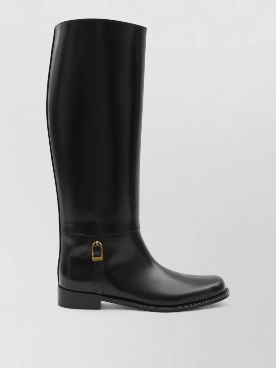 Saint Laurent Julia Leather Tube Knee High Boots