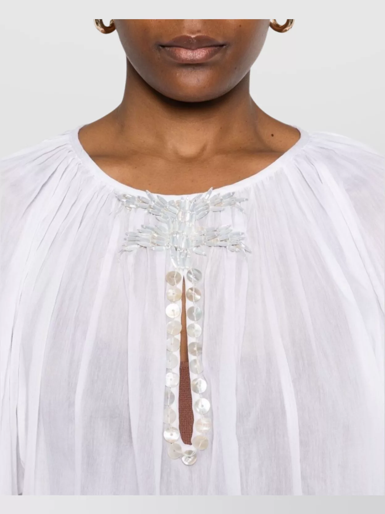 Forte Forte Embellished Neckline Blouse Ruched Detailing
