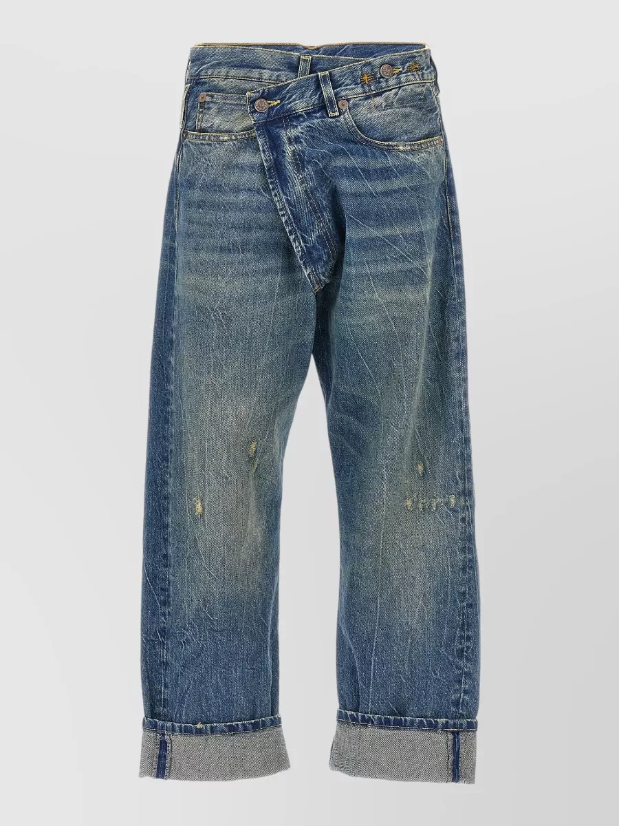 R13 Denim asymmetric wrap cropped jeans