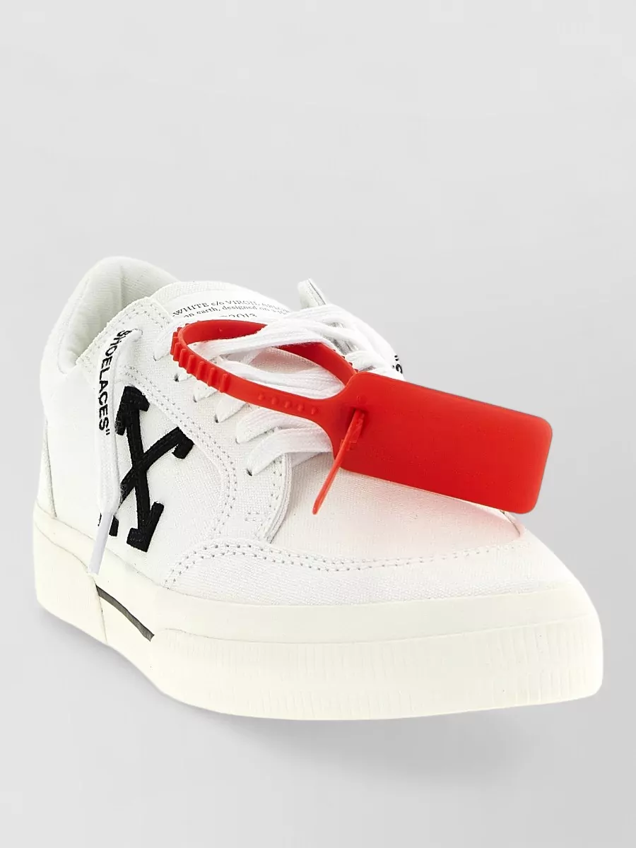 Off-White Canvas Low-Top Lace-Up Sneakers