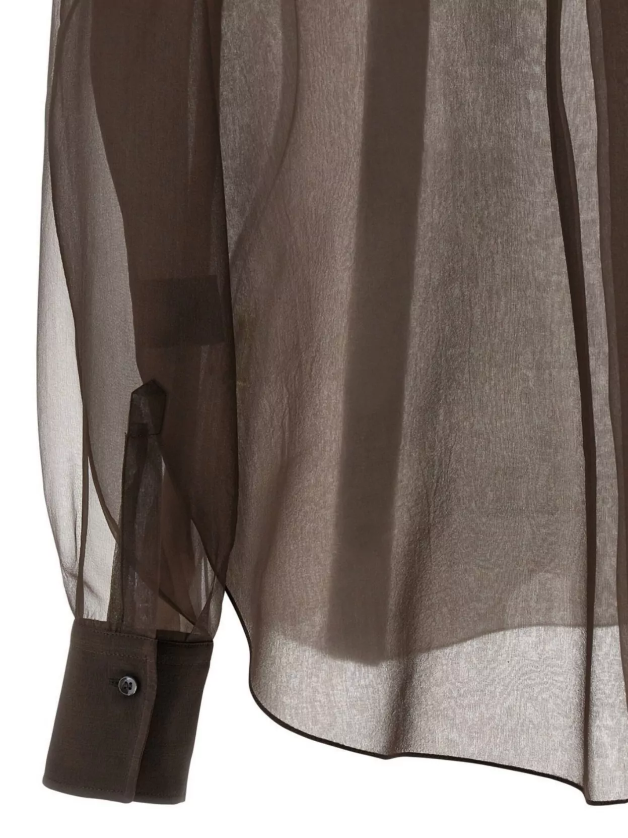 Brunello Cucinelli Sheer Long Sleeve Buttoned Cuff Shirt
