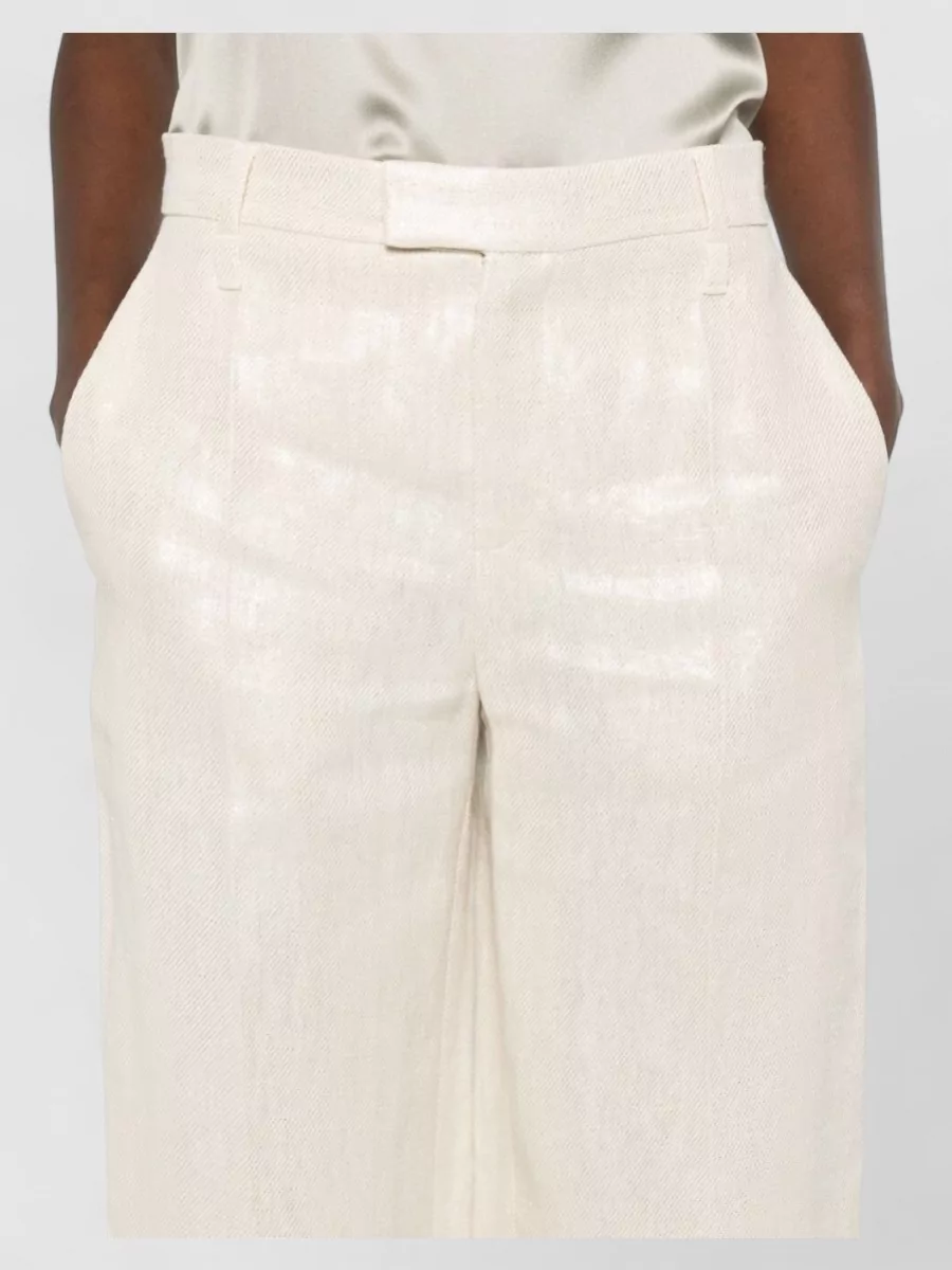 Brunello Cucinelli High Waist Linen Trousers Wide Leg