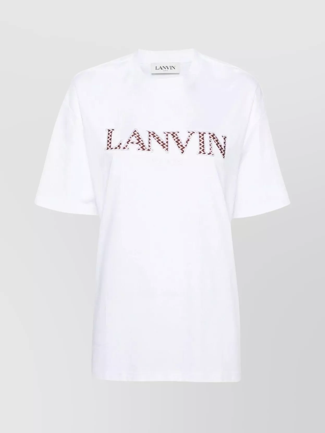 Shop Lanvin Embroidered Logo Crew Neck Oversized T-shirt