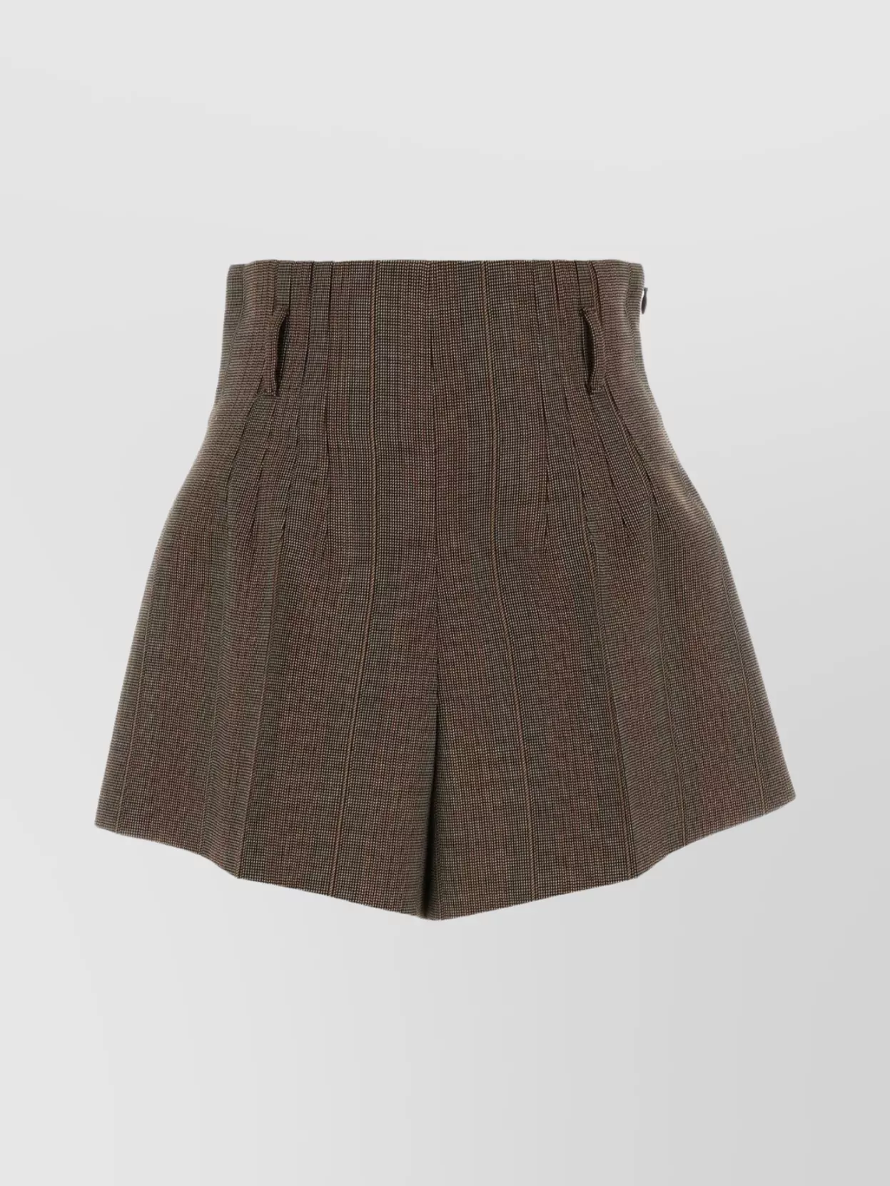 Shop Prada Wool Shorts With Embroidered Houndstooth Pattern