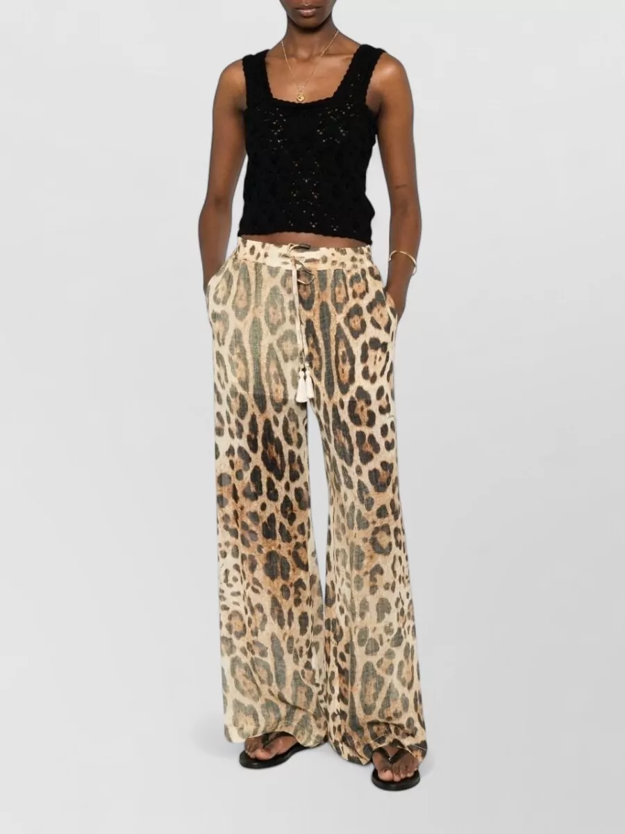 Ermanno Firenze Leopard-Print Wide-Leg Trousers