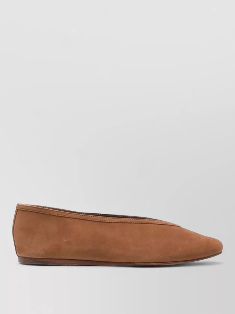 Manebi Suede Leather Pointed-Toe Ballerina Shoes