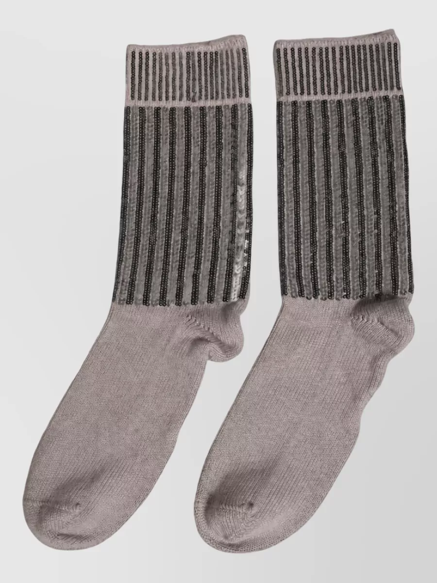 Dolce&Gabbana Sequin Knit Mid Calf Socks