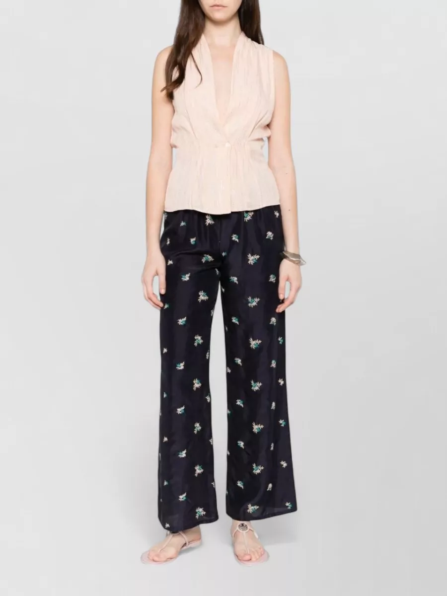 Forte Forte Draped Gathered Peplum Hem V-Neck Sleeveless Top