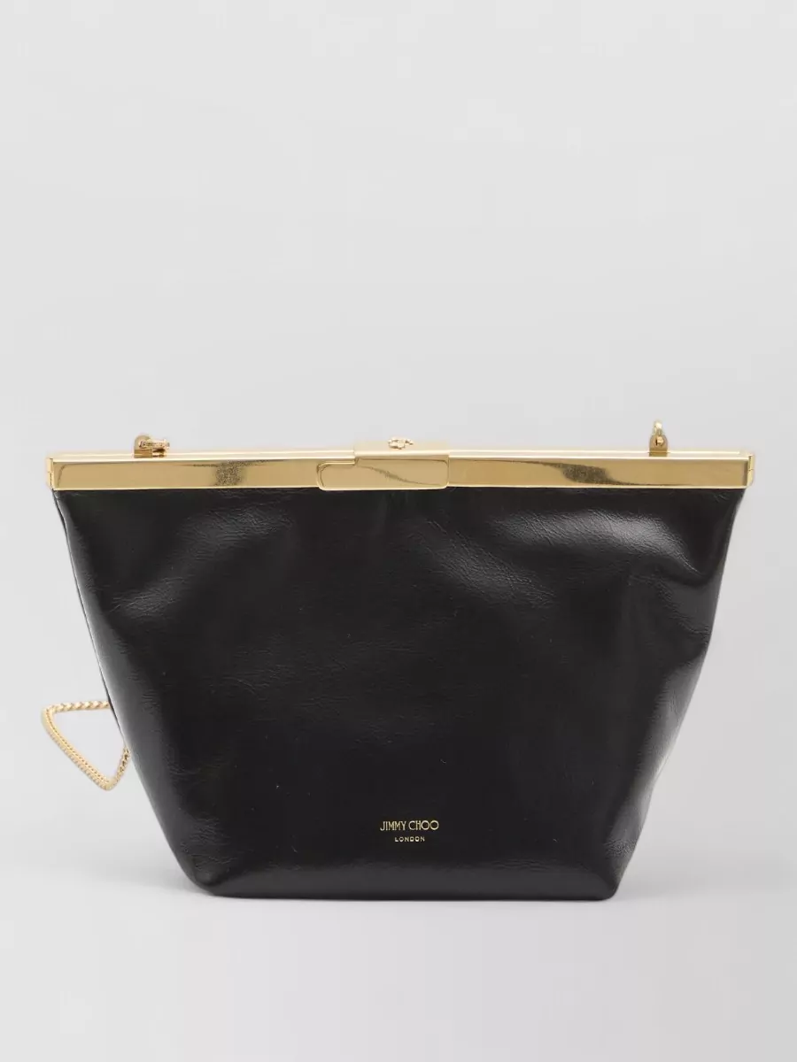 Jimmy Choo Clutch Bag Chain Strap Gold Tone Hardware