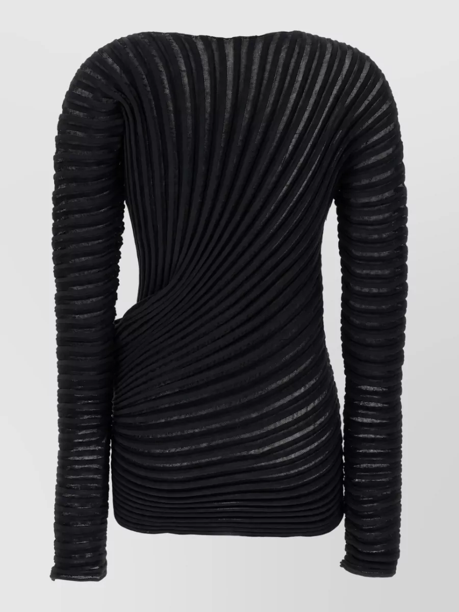 Issey Miyake Pleated asymmetric crew neck top