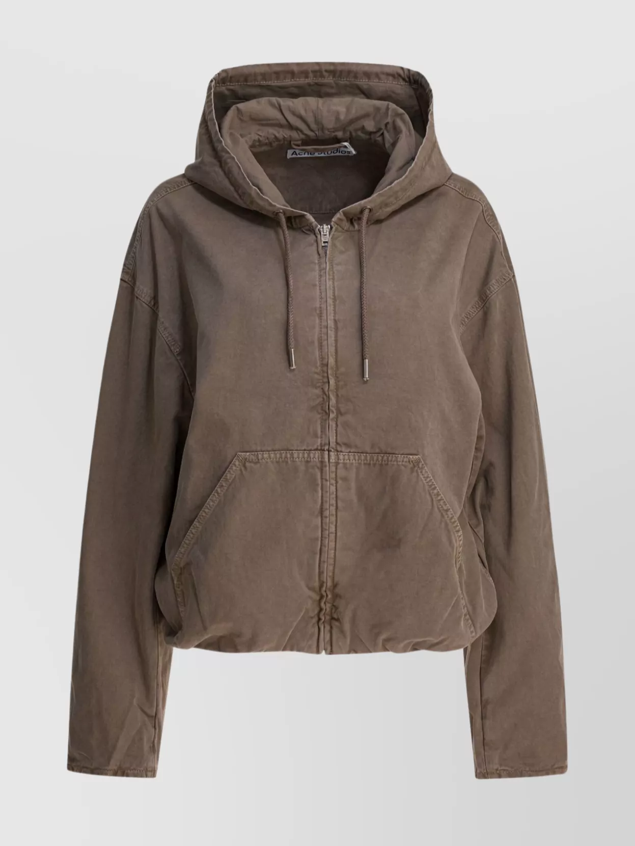 Acne Studios Hooded Long Sleeve Jacket Front Pockets In Brown