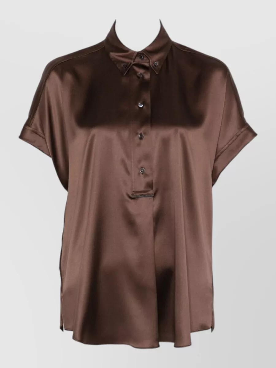 Brunello Cucinelli Silk Short-Sleeve Shirt
