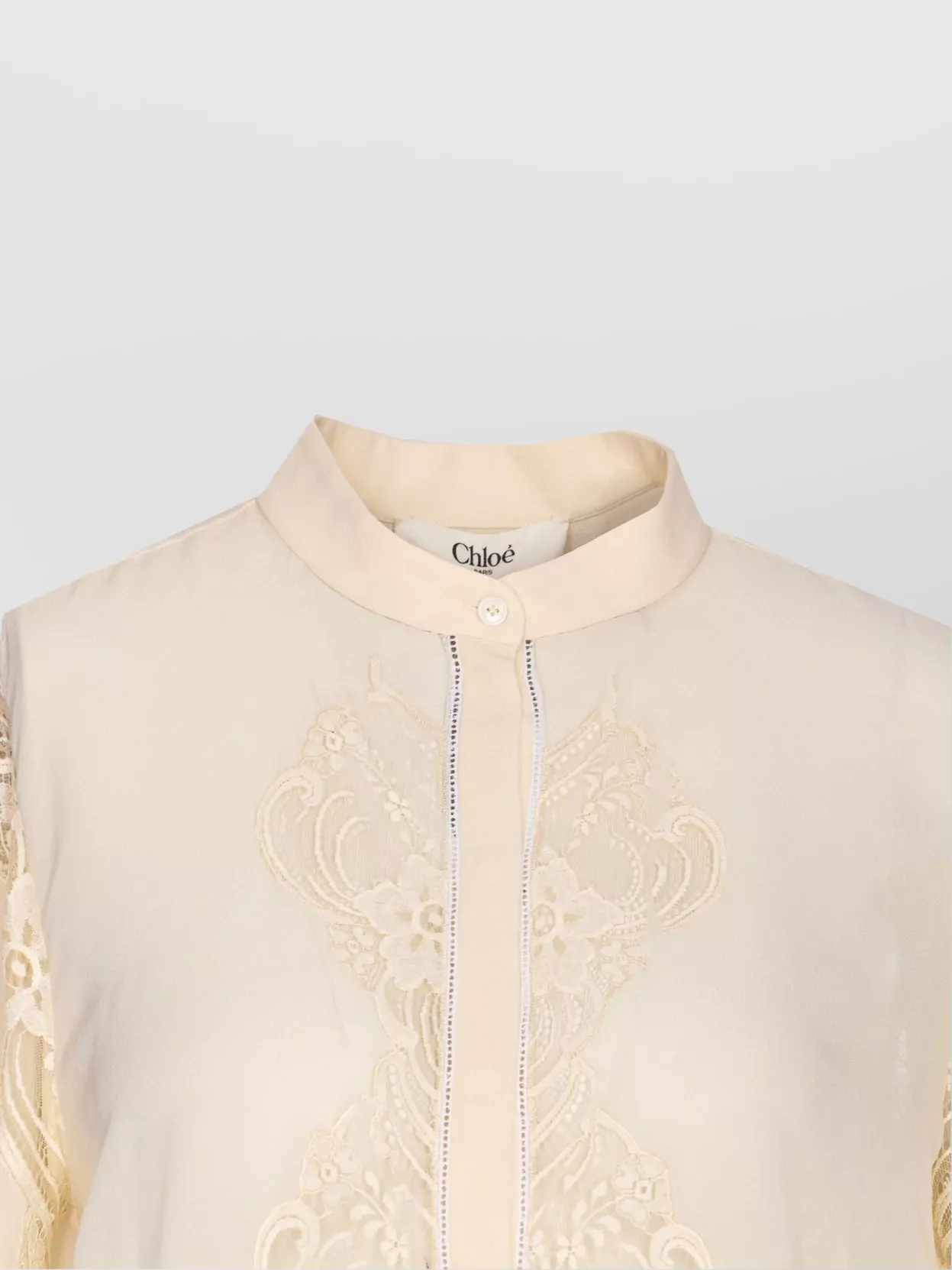 Chloé Crewneck Embroidered Lace Detailing Long Sleeves