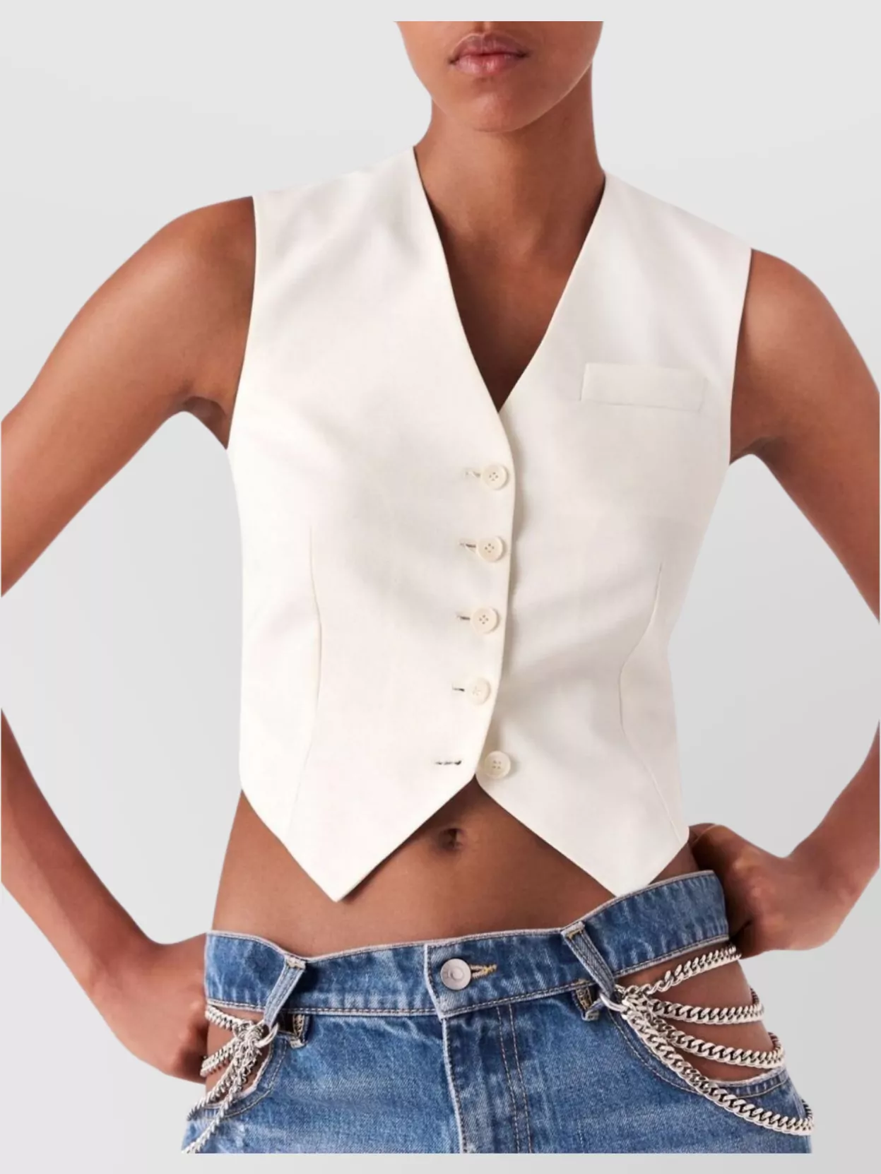 Stella Mccartney Cropped Wool Vest Tailored V-Neck
