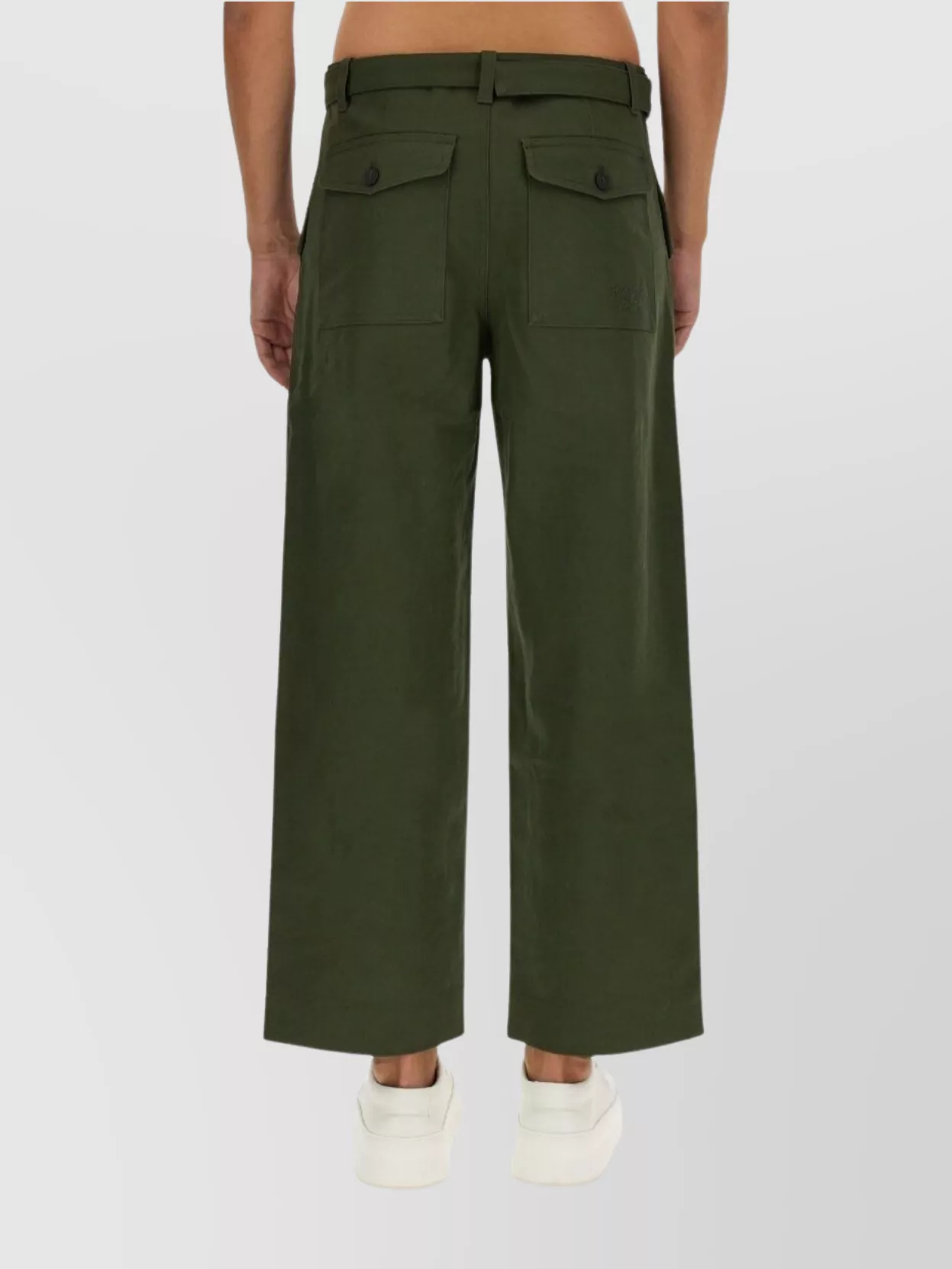 Maison Kitsuné Twill Trousers With Wide Leg And Cropped Length