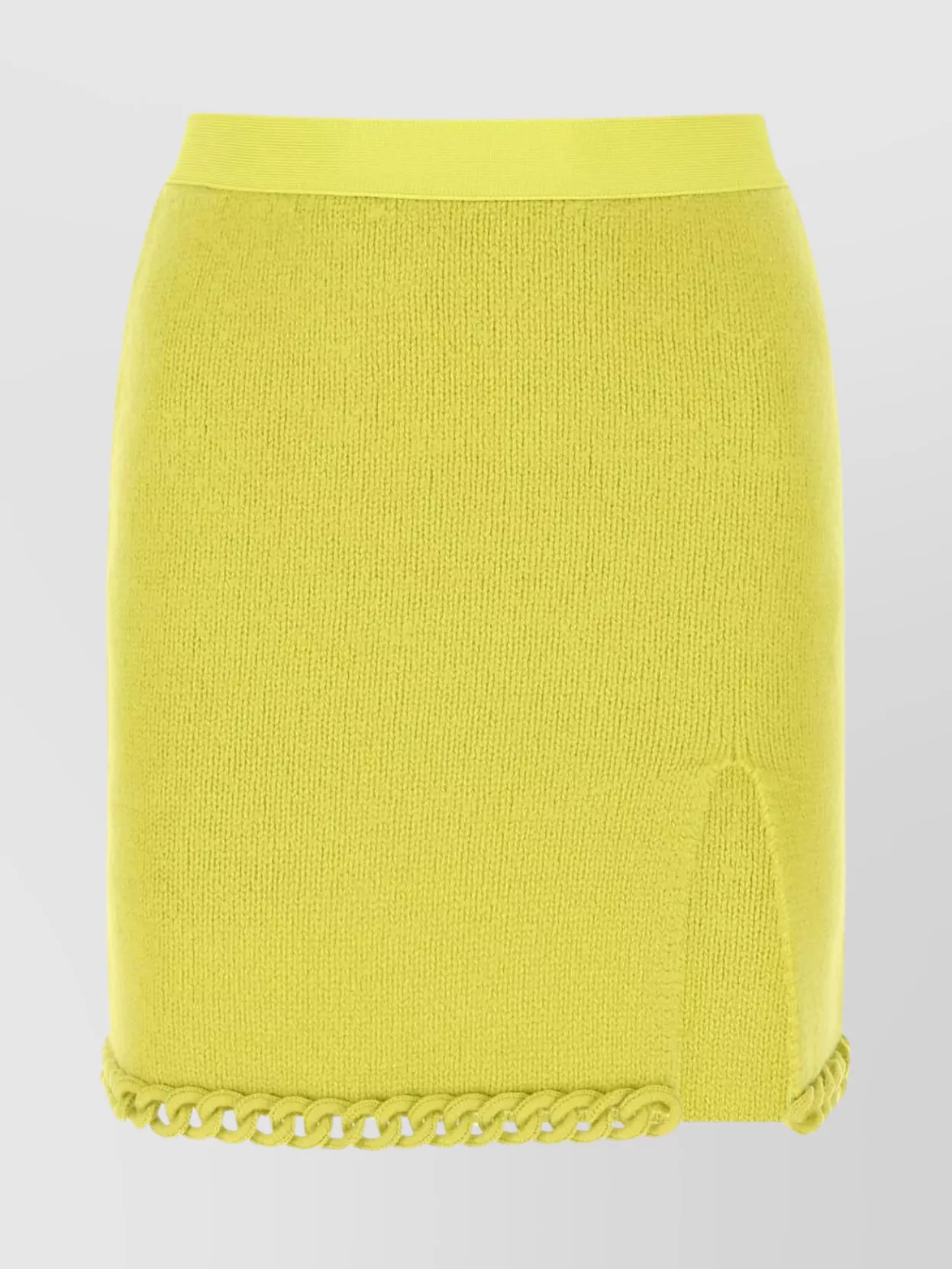 Shop Bottega Veneta Textured Wool Mini Skirt With Chain Detail In Yellow