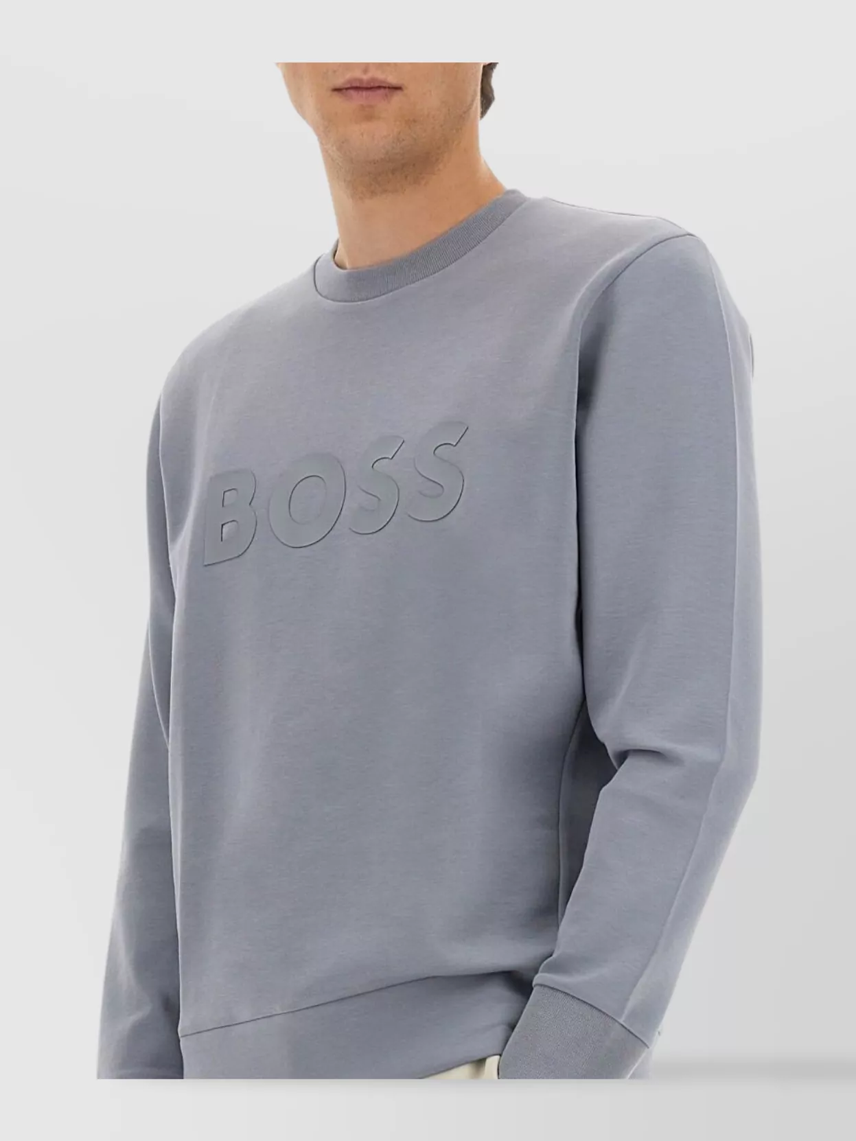 Boss Crew Neck Sweater Ribbed Cuffs
