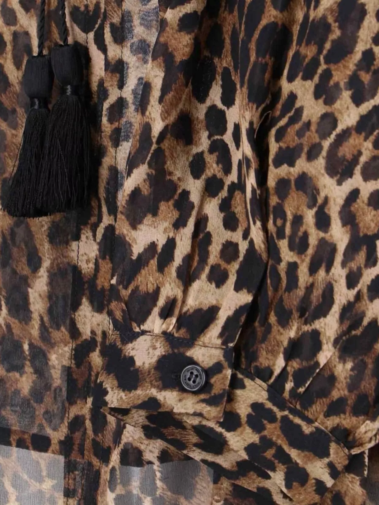 Nili Lotan Long Sleeve Animal Print Top With Ruffles