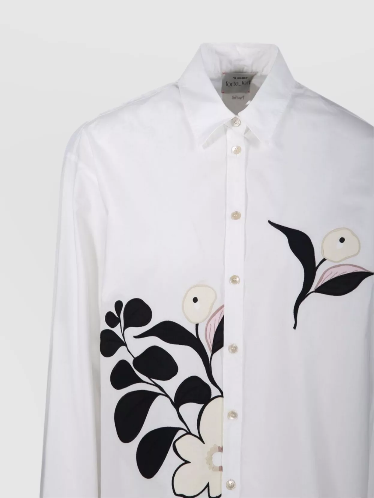 Forte Forte Floral Embroidered Cotton Shirt With Relaxed Fit