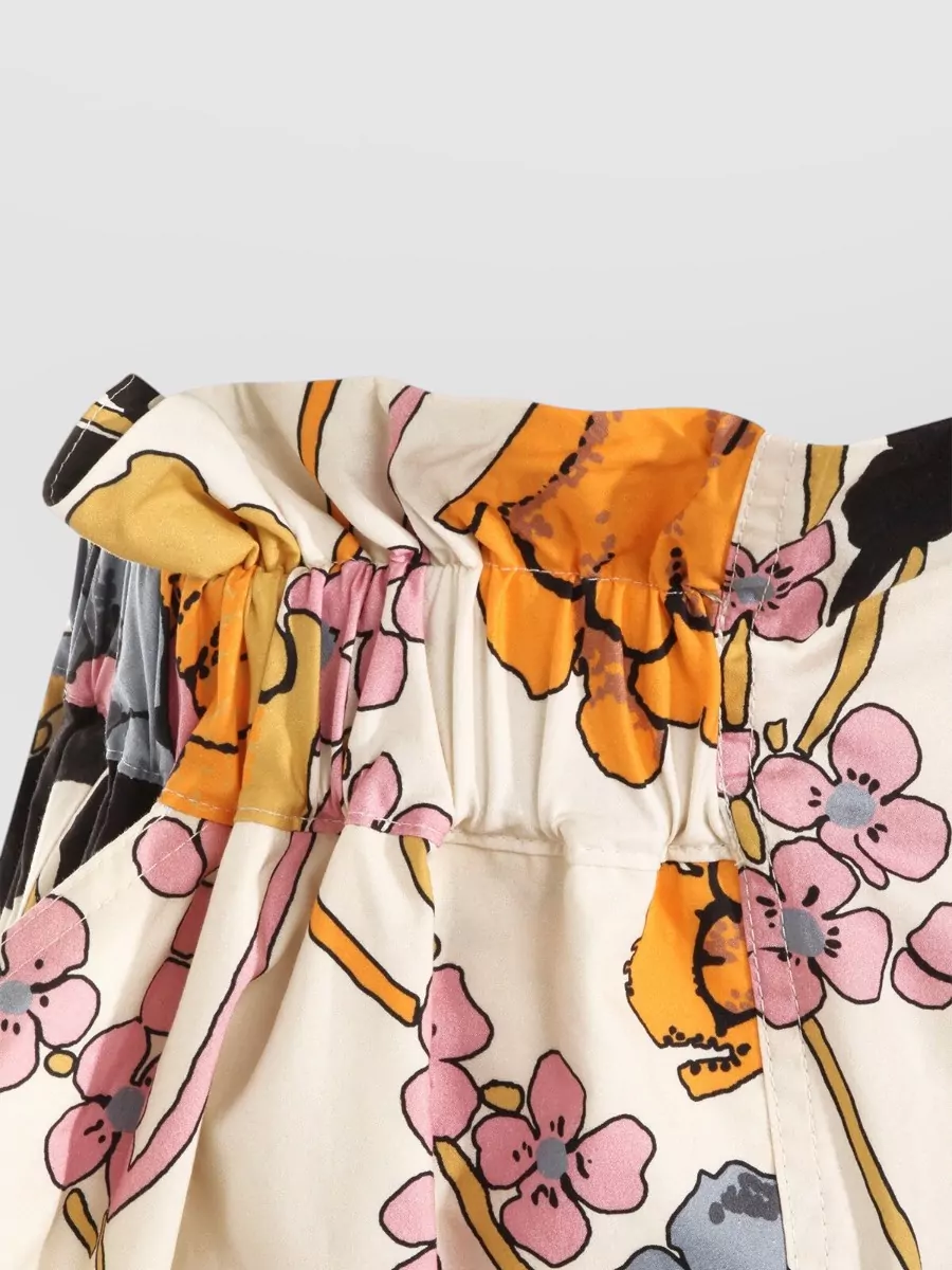 Marni High Waist Floral Midi A Line Skirt In White