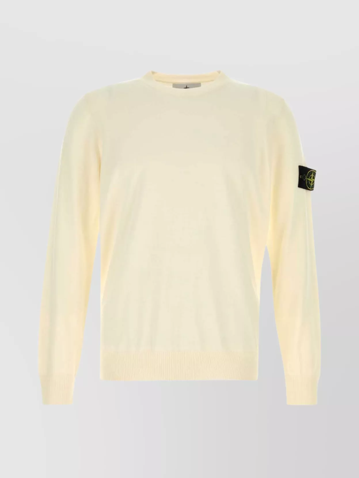 Stone Island Relaxed Fit Long-sleeve Crewneck Sweatshirt With Distinctive Patch Logo In Neutral