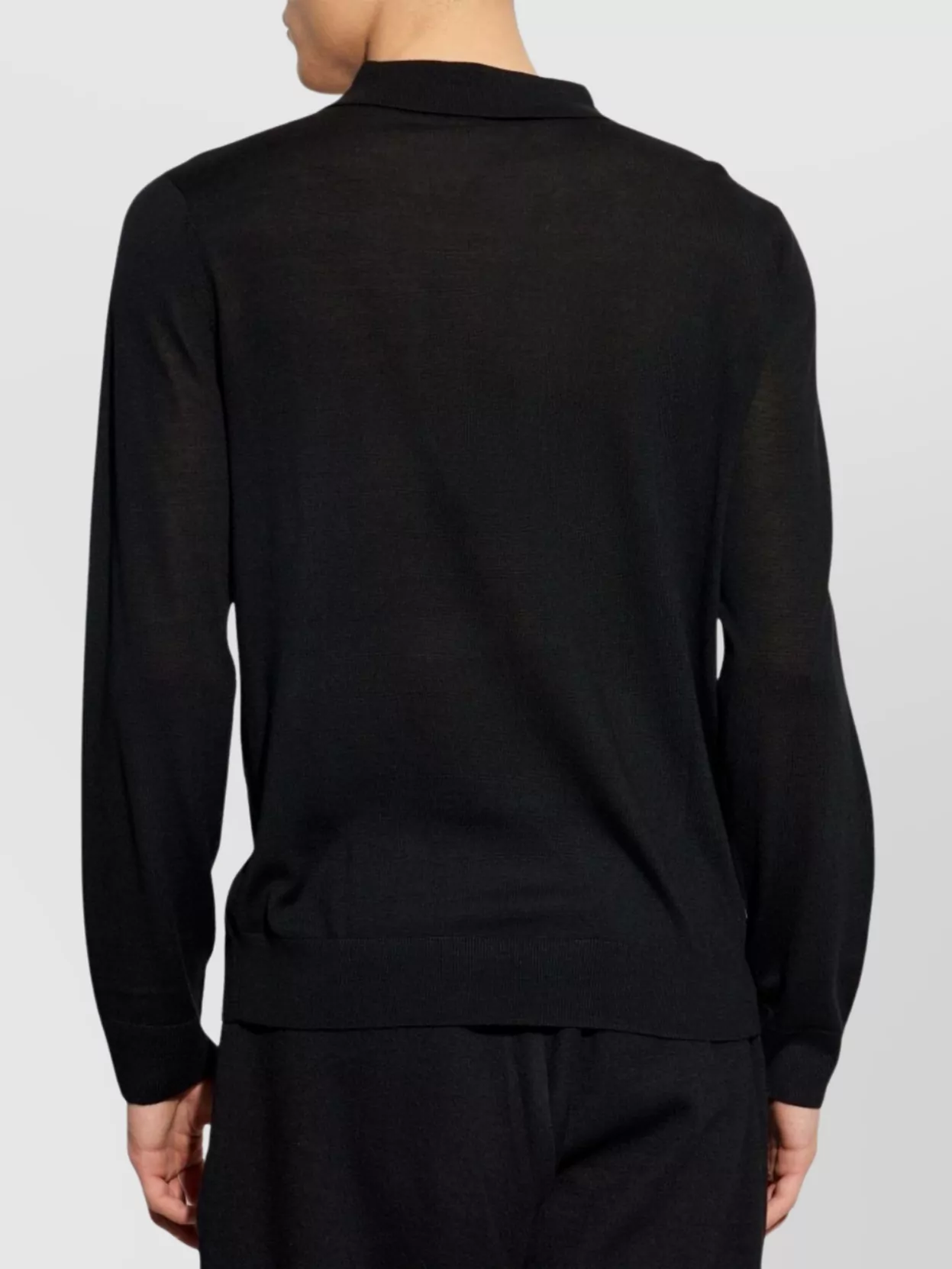 Paul Smith Wool Long Sleeve Polo Shirt With Ribbed Cuffs And Hem